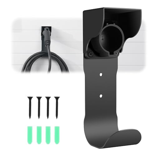Autel EV Charger Holder, Wall-Mount Connector Nozzle Holster Dock with J-Hook for SAE J1772, Electric Car Charger Cable Organizer, Space Saving