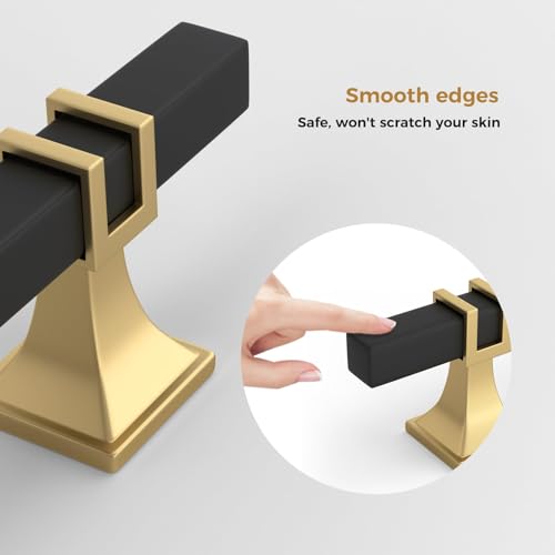Haliwu 6 Pack 4 Inch Black and Gold Cabinet Pulls Matte Black Drawer Handles Square 2 Tone Hardware for Kitchen Cupboard - color: Black and Matte Gold, size: 102mm(4 inch)