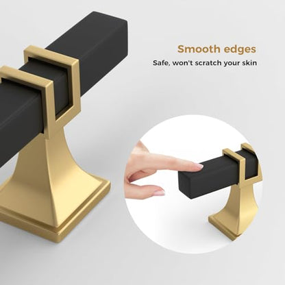 Haliwu 6 Pack 5 Inch Black and Gold Cabinet Pulls Matte Black Drawer Handles Square 2 Tone Hardware for Kitchen Cupboard - color: Black and Matte Gold, size: 128mm(5 inch)