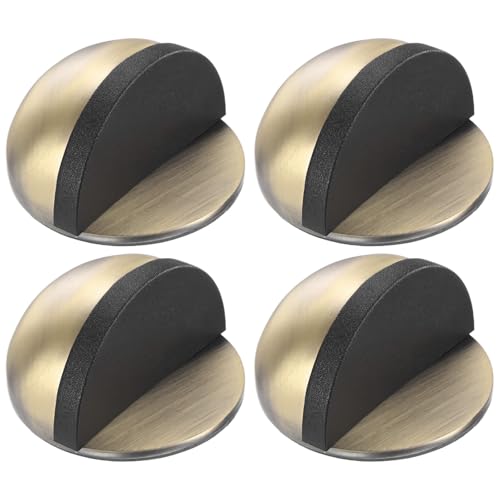 M METERXITY 4-Pack Floor Mounted Door Stops, Stainless Steel Half Dome Floor Gate Stopper with Plastic Rubber Bumper for Living Room/Bedroom/Bathroom, No Drilling Doorstop [Green Bronze] - color: Green Bronze