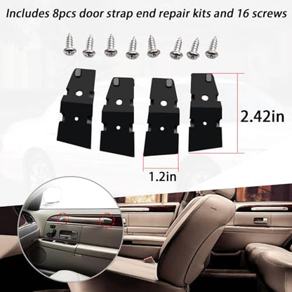 XTPTFABS Car Pull Strap 2 Door Repair Kit/Car Door Pull Strap End Caps Repair Kit Compatible with 2003-2011 Lincoln Town(4PCS total) (4) BLACK