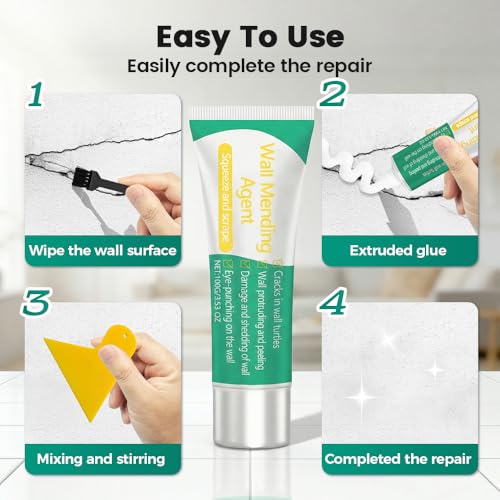 Drywall Patch Repair Kit with Scraper, Wall Mending Agent for Holes, Cracks, & Small Damage, Quick & Easy Solution for Home Wall Repair (2PC) - color: 2PC