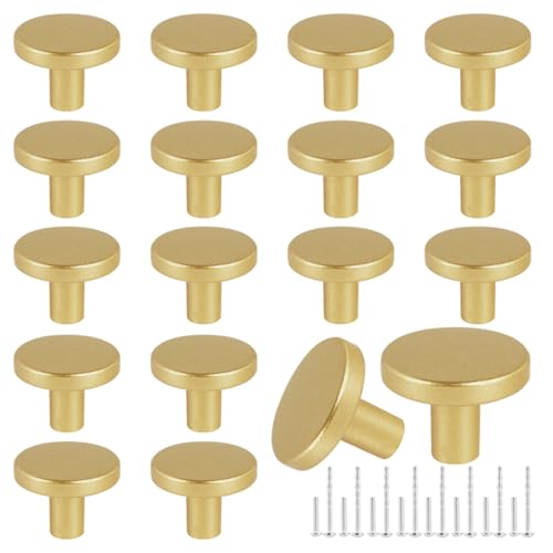 Romeda 12 Piece Drawer Knobs, Gold Cabinet Knobs with Screw, 30mm Drawer Pulls for Dresser, Kitchen, and Cabinet Drawers - color: 12 Pack | Flat Top-type Gold