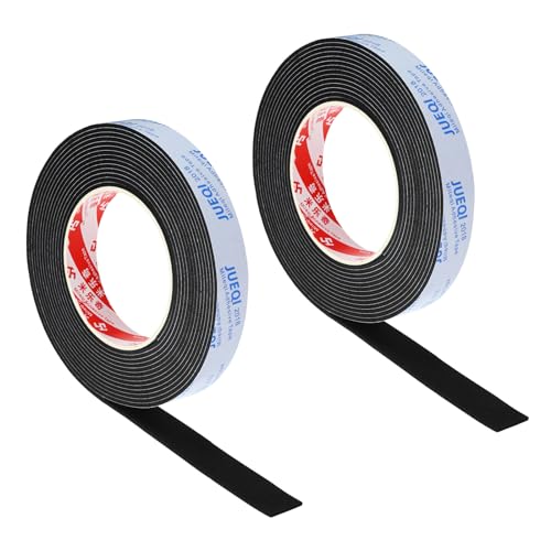 PATIKIL 3/4" W x 5/64" T x 16.4Ft EVA Single Sided Foam Tape, 2Pcs Multipurpose Sealing Strip Foam Waterproof Weather Stripping Foam Sealing Foam Strips with Adhesive for Door, Black - color: Black, size: 3/4"W x 5/64"T x 16.4Ft