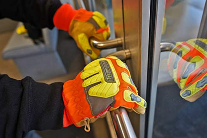 Ironclad Insulated Leather Cut A6; Winter Work Gloves, TPR Impact Protection, Machine Washable, High-Visibilty, (1 Pair), IEX-HVIP5-04-L - size: Large (Pack of 1)