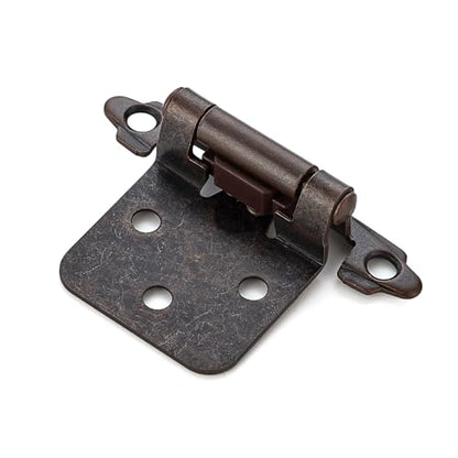 4 Pack (2 Pairs) Antique Copper Cabinet Hinges for Kitchen Doors, Self-Closing, 1/2 Inch Overlay (Variable), Semi-Concealed Face Frame, Surface Mount Cabinet Hardware - color: Antique Copper