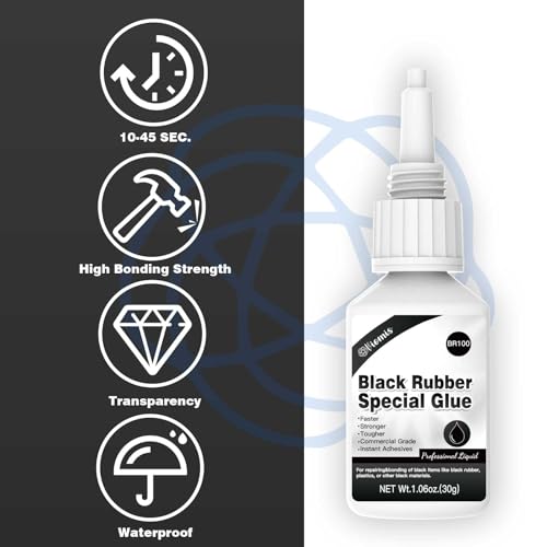 30g Black Rubber Adhesive for Tire Repair, Edge Bonding, DIY Crafts - Quick-Dry, High-Strength Patch Glue for Durable RC Tire and Super Rubber Bonding - size: 30g*1, style: Black Rubber Glue