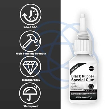 30g Black Rubber Adhesive for Tire Repair, Edge Bonding, DIY Crafts - Quick-Dry, High-Strength Patch Glue for Durable RC Tire and Super Rubber Bonding - size: 30g*1, style: Black Rubber Glue