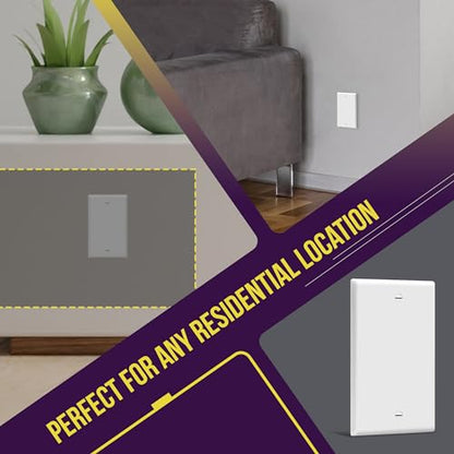 ENERLITES Blank Wall Plate Cover, Gloss Finish, Standard Size 1-Gang 4.50" x 2.76", Polycarbonate Thermoplastic, Electrical Covers for Unused Outlets/Switches, 8801-W-5PCS, White 5 Pack - color: White, size: 1 Gang