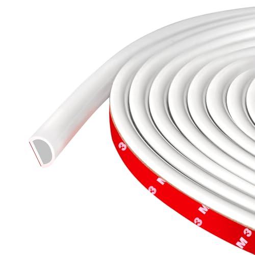 Weather Stripping Door Seal Self Adhesive Door Weather Strip Silicone D Shaped Seal Strip for Door Frame/Window Seal, 20Ft, White (3/8" W × 1/4" T) - color: White, size: S (3/8" W × 1/4" T)