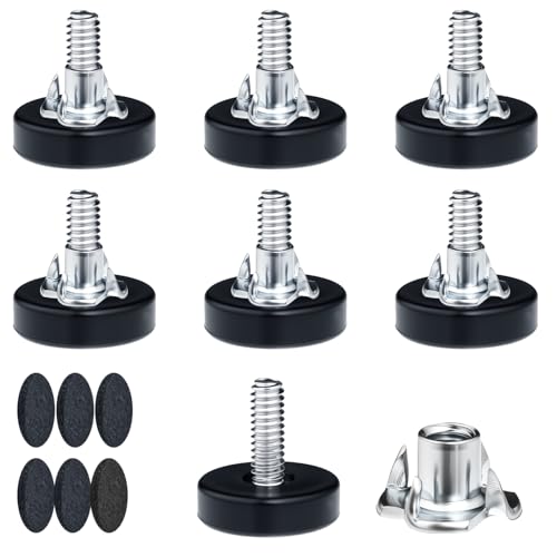 1/4" Thread Furniture Leveling Feet Adjustable Feet Levelers Leveling Table Feet Heavy Duty Outdoor Furniture Feet Leveler with Threaded Inserts for Table Cabinet Chair Stool Leg Floor Protection 8Pcs
