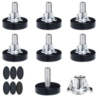 1/4" Thread Furniture Leveling Feet Adjustable Feet Levelers Leveling Table Feet Heavy Duty Outdoor Furniture Feet Leveler with Threaded Inserts for Table Cabinet Chair Stool Leg Floor Protection 8Pcs