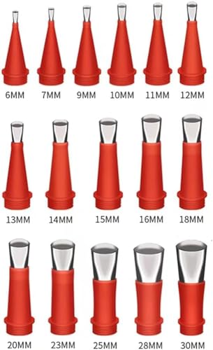 Professional Caulking Gun Nozzle Set, Red and Yellow, Plastic and Metal, Reusable Tips for Sealant Application, Door and Window Installation etc. (16-Pack)