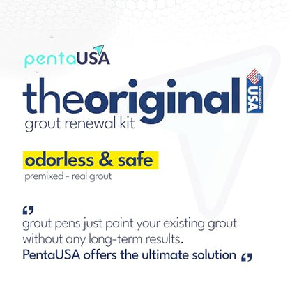 PentaUSA Tile Grout Repair Kit - White Premixed Acrylic Sanded Grout Filler for Bathroom, Shower, and Kitchen, Water-Resistant Tube with Applicator, Fills Cracks and Gaps, Fast Drying (8.8oz / 250g) - style: Indoors