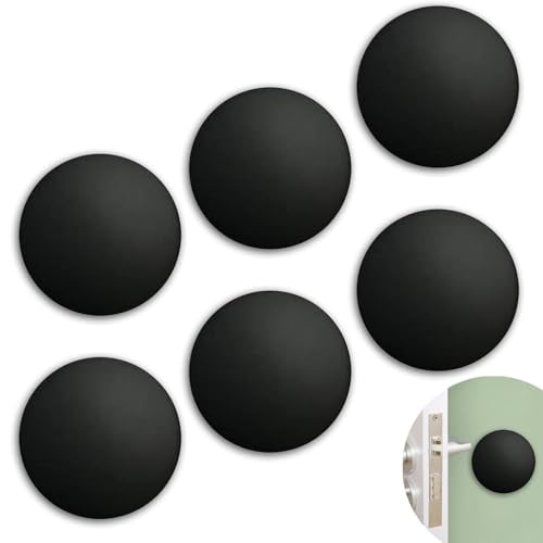 Door Stoppers for Wall with Strong Back Adhesive,No-Falling Round Door Knob Wall Protectors,Quiet, Shock Absorbent Silicone Door Knobs for Home, Bathroom,Office, 6 Pieces (Round Shiny Black) - color: Round Shiny Black