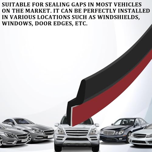 Windshield Rubber Seal Strip Weather Strip,13Ft Z-Shape Automotive Weather Stripping Door Seal, Leak Sound Proofing Car Weather Stripping Self-Adhesive Rubber Edge Trim Molding Weatherstrip