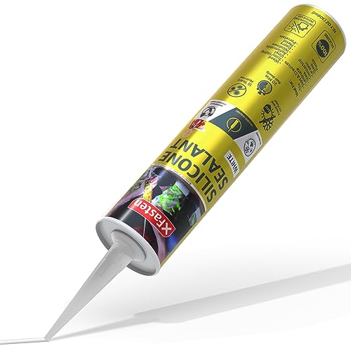 XFasten White Silicone Caulk 10.1 oz 100% Silicone Odorless Waterproof Sealant for RV Caulking Exterior, Aquarium, Bathtub & Bathroom Caulk, Window | Marine Outdoor Caulking Weatherproof - size: Single Pack (10.1oz)