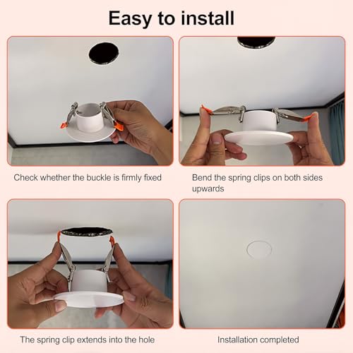 3.7-Inch Spring Mount Ceiling Cover Plates, Recessed Light Trim Wall, Downlight Hole Cap Decorative Panel with Buckle Fit 2-3.3inch Round Hole Ceiling Openings, White 1 Pack - size: Fit: 2-3.3inch