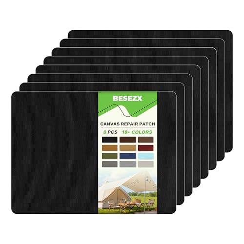 Besezx Canvas Repair Patch,Outdoor Gear Patch, 7.87x5.9 Inches 8PCS,Waterproof Self-Adhesive Fabric Repair Tape for Repairing Boat Covers,Sun Shades,Sofas,Tents,Lounge Chairs,Awnings (Black) - color: Black, size: 7.87*5.9 inch