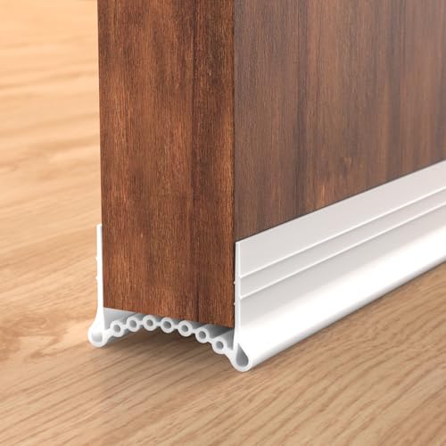 SUNMON Silicone Door Draft Stopper, 39in Upgraded Door Slide-On Under Door Seal Blocker, Under Door Sweep Weather Stripping（White） - color: White