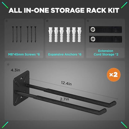 Garage Hooks, Heavy Duty Garage Hook, 12.4 Inch Wall Mount Hangers, Max Load 200 lbs Garage Storage Utility Hooks for Ladders, Chairs, Car Tires, Strollers, Garden Tools, Perfect man's day gifts - size: 2