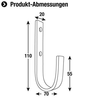 CONNEX DY222014 Wallhook 20x110x55x60 zinc Plated 40kg - size: 20x110x55x60