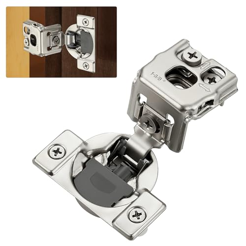 10 Pack (5 Pairs) 1-3/8" Overlay Soft Close Cabinet Hinges, Satin Nickel Stainless Steel Concealed Hinges with 3D Self-Closing for Face Frame Doors & Kitchens - size: 1-3/8 inch Overlay