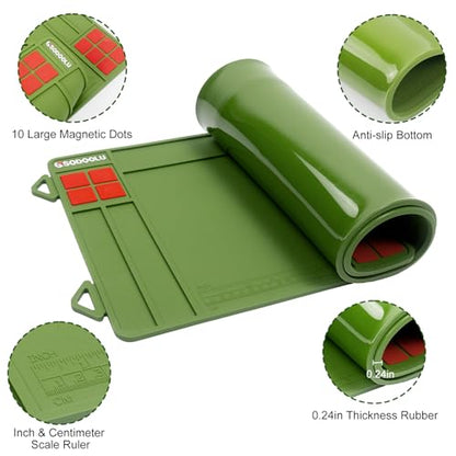 Gun Cleaning Mat Rifle Cleaning Mat Large, Magnetic Gun Maintenance Mat with Cleaning Supplies & Ruler, Universal Gun Cleaning Kit with Anti-Slip Rubber Cleaning Pad for All Guns - color: Green