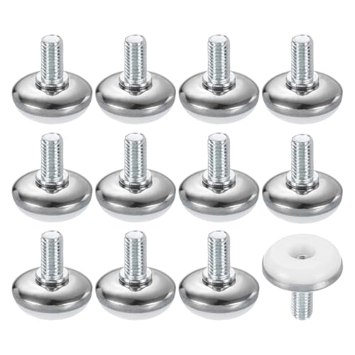 uxcell 12Pcs M8 Thread Furniture Feet Levelers, 28x15mm Adjustable Leveling Table Feet, Screw on Furniture Glide Leveling for Chair Stool Legs, White - color: White, size: M8 x 28 x 15mm