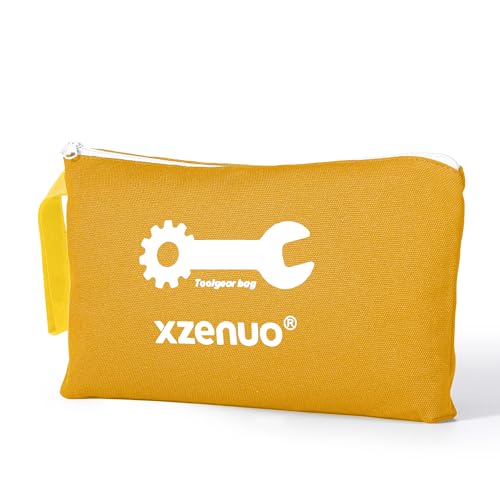 Tool Pouch Zipper Bag, 16oz Pure Cotton Canvas Tool Bag, 12.5 Inch Zipper Pouch for Organization, Storage Organizer Tool Pouches with Wristlet Strap, Orange - color: Orange
