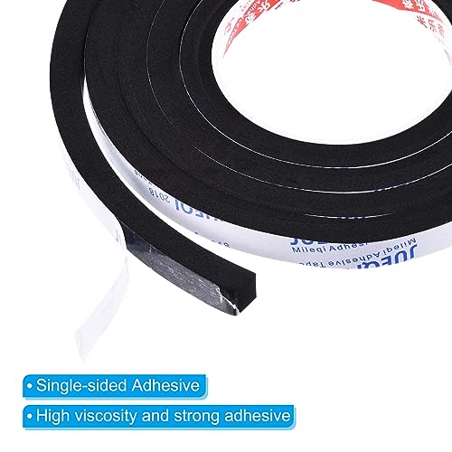 PATIKIL 2m/6.6ft Sealing Foam Tape, 12mm Wide 10mm Thick Single Sided Weather Stripping Door Seal Strip for Window Door Insulation, Black - size: 2mx12mmx10mm