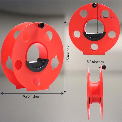 Homeon Wheels Heavy Duty Impact Resistant Plastic Extension Cord Storage Reel Durable & Safe, Lightweight & Portable, Ideal for Outdoor Projects & DIY Maintenance 100 Feet RED - style: Cord reel