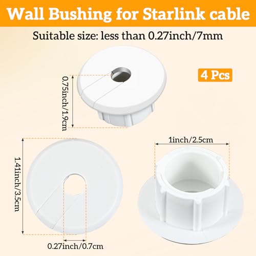 4 Pack White Wall Grommet, Compatible Cable Hole Cover, 1 inch Wall Cable Pass Through Kit, Plastic Grommets for Ethernet Walls Plug, Hole Covers for Cords
