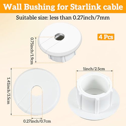4 Pack White Wall Grommet, Compatible Cable Hole Cover, 1 inch Wall Cable Pass Through Kit, Plastic Grommets for Ethernet Walls Plug, Hole Covers for Cords