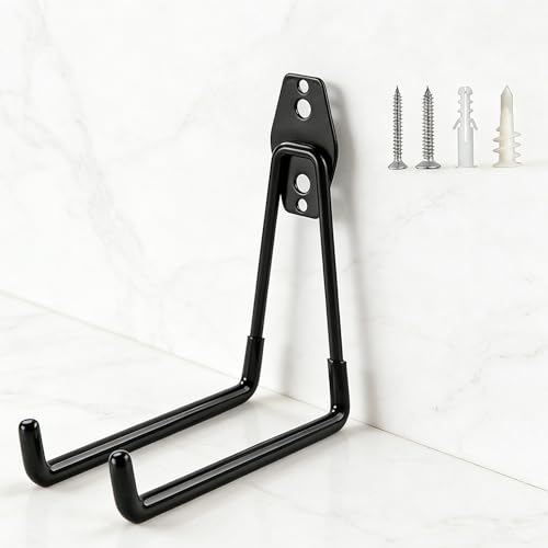 Wall-Mounted Garage Storage Hooks, Heavy Duty Garage Organization Rack, Industrial-Grade Space-Saving Storage Solution for Ladders, Bicycles, and Tools, Lagre Size, Black - color: Black 3