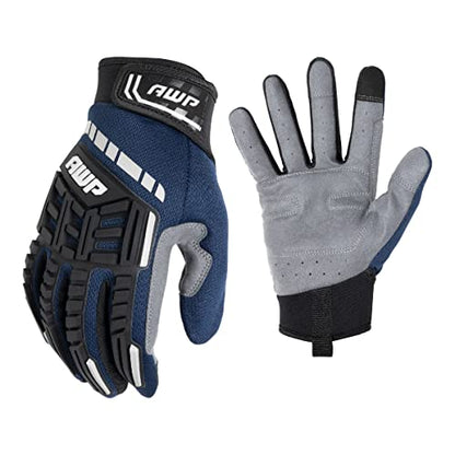 AWP Pro Protect Work Gloves for Men And Women, Full Back-Of-Hand TPR Impact Protection, Large - size: Large