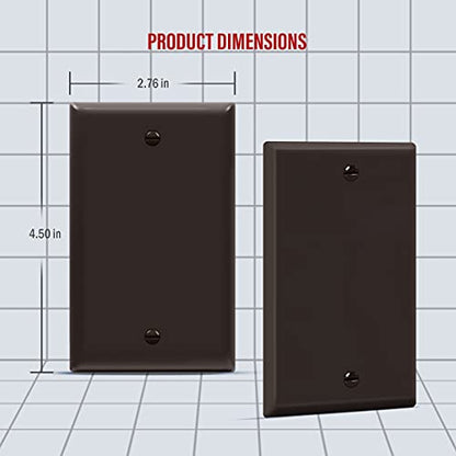 ENERLITES Blank Device Wall Plate, Gloss Finish, Standard Size 1-Gang 4.50" x 2.76", Polycarbonate Thermoplastic, 8801-BR, Brown - color: Brown, size: With Screws