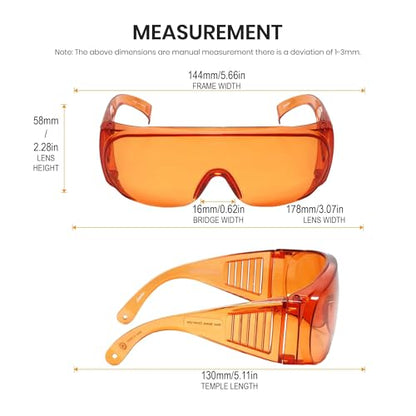 Calabria Fit Over Safety Glasses | Polarized Sunglasses Over Glasses | Wrap Around Anti-Fog | Scratch Resistant | Unisex - color: Dark Orange Red