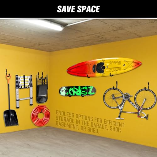 Heavy Duty Garage Storage Hooks, 6-piece Bike Hooks for Garage Wall, Utility Garage Hooks, Wall Mount J Hook for Hanging, Large Metal Storage Organizer Tool, Extension Cord Hanger - style: 6-Piece Black