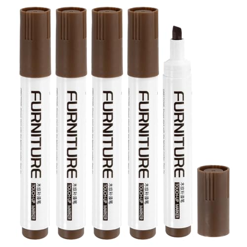 uxcell Furniture Markers Touch Up, 5pcs Furniture Repair Kit Wood Filler Sticks Wood Markers for Scratches Wooden Floor Table Cabinet Laminate Frames, Walnut - color: Walnut