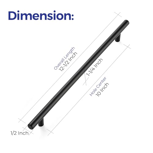 Ravinte 10 Inch Cabinet Handles Matte Black Stainless Steel Kitchen Cupboard Hardware Cabinet Handles 12-1/2"Length,10" Hole Center 10 Pack - size: 12-1/2 Inch（10 Inch Hole Center）