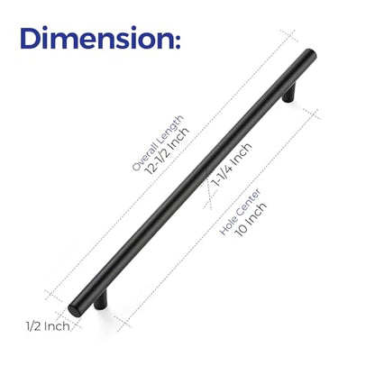 Ravinte 10 Inch Cabinet Handles Matte Black Stainless Steel Kitchen Cupboard Hardware Cabinet Handles 12-1/2"Length,10" Hole Center 10 Pack - size: 12-1/2 Inch（10 Inch Hole Center）