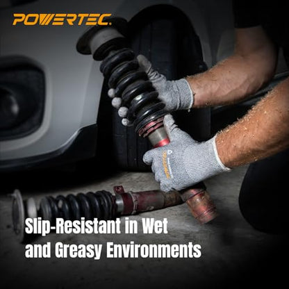 POWERTEC Cut-Resistant Work Gloves ANSI A5 – Touchscreen-Compatible, Oil-Resistant Grip, Breathable & Washable Safety Gloves for Construction, Tile Installation & Metalwork, 1 Pair, Size M (72375) - size: Medium, style: Cut Resistant Gloves