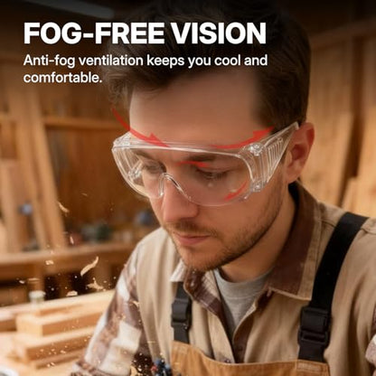 NORTHSKY Safety Glasses Over Eyeglasses, ANSI 87 Safety Goggles Over Glasses, Frameless, Clear Lens