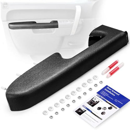 22818465 Door Panel Armrest, Front Left Driver Side Arm Rest Compatible with 2010-2014 Chevy Silverado & GMC Sierra 1500 2500HD 3500HD, Designed for Door Panel with Release Handle Below Armrest, Black - color: Black 22818465 Driver Side Armrest
