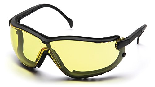 Pyramex V2G Safety Glasses, Black Frame/Amber Anti-Fog Lens - color: Black Frame/Amber Anti-fog Lens