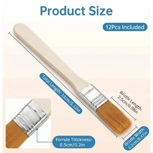 12-Piece Soft Nylon Bristle Paint Brush Set for Walls, Cabinets, Trim, Fences, Touch-Ups, Staining, Crafts, DIY and Painting Projects