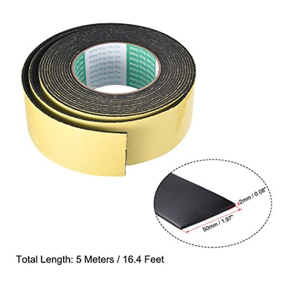 uxcell Sealing Foam Tape 50mm Wide 2mm Thick 5m/16.4ft Long, Self Adhesive Weather Strip for Window Door Insulation, Pack of 2 - size: 50mmx2mmx5m