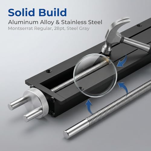 Woodworking Bench Tail Vise, 0-110 mm Stroke 20mm Table Hole Stainless Steel Anodizing Process Quick Shift Woodworking Vise with Crank Wheel Workbench Vises for Drilling