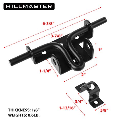 Hillmaster Slide Bolt Gate Latch for Wooden Fence Door Lock With Padlock Hole, Heavy Duty Sliding Lock, Black Barrel Bolt Latches Hardware for Wood Vinyl Fence Barn Shed - size: 1 Pack